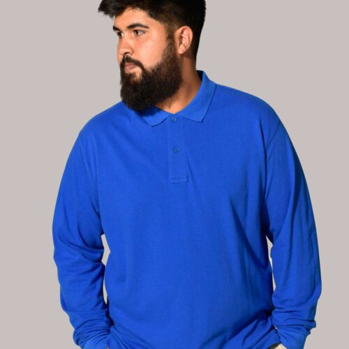 Polo Manga Larga Hombre Tejido Nido Abeja 210gr Tallas Grandes