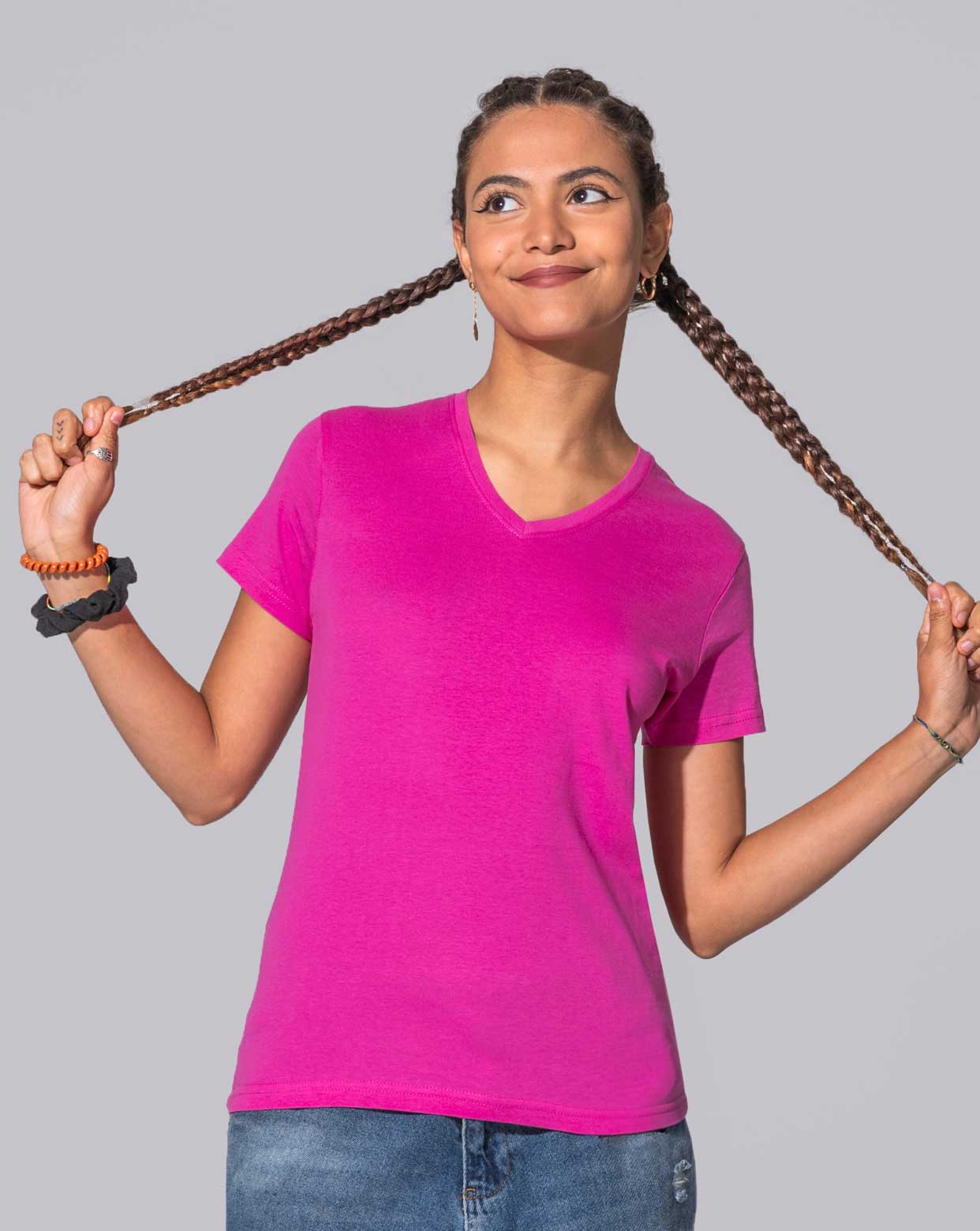 jhktshirt_tsrlcmfp_0 Camiseta Mujer Cuello Pico 100% Algodón 145gr – Lady Regular V-Neck - Imagen 1