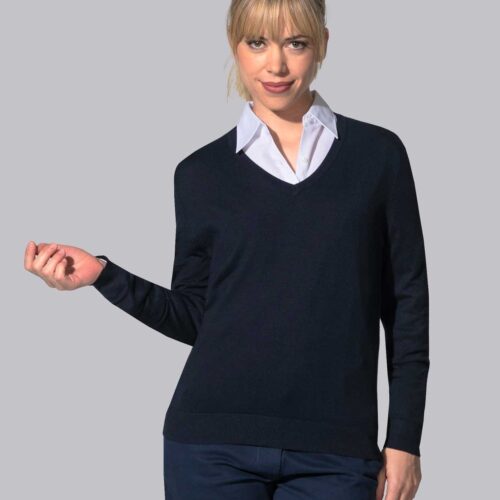 Jersey Mujer Cuello Pico BOSTON LADY - Corte Entallado Workwear