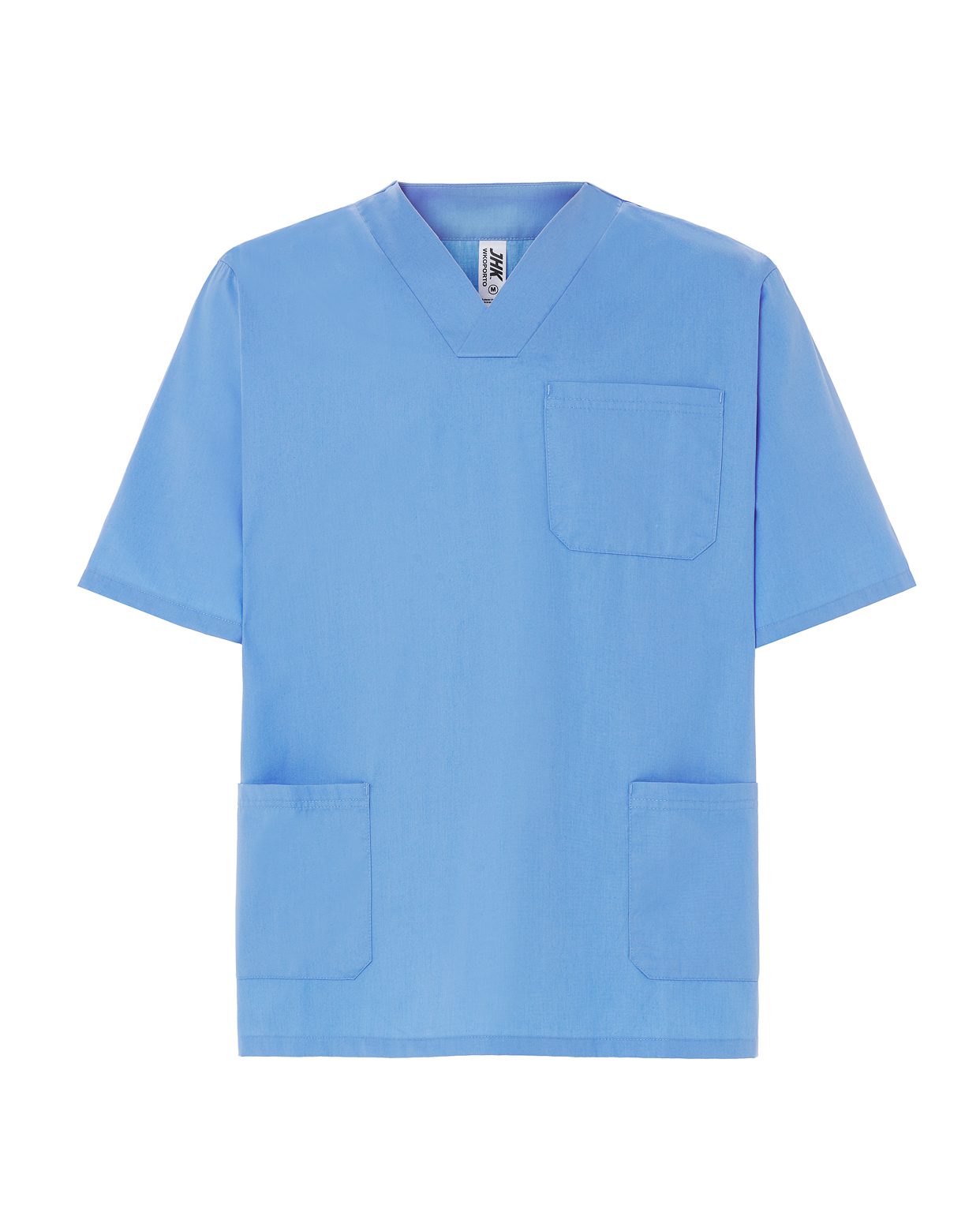jhktshirt_wkoporto_az OPORTO Casaca Sanitaria Unisex Manga Corta - Cuello V Workwear - Imagen 3