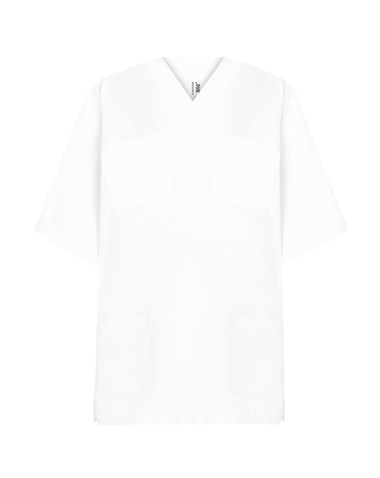 jhktshirt_wkoporto_wh OPORTO Casaca Sanitaria Unisex Manga Corta - Cuello V Workwear - Imagen 2