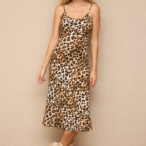 Vestido Largo Tirantes Finos Estampado Animal Print