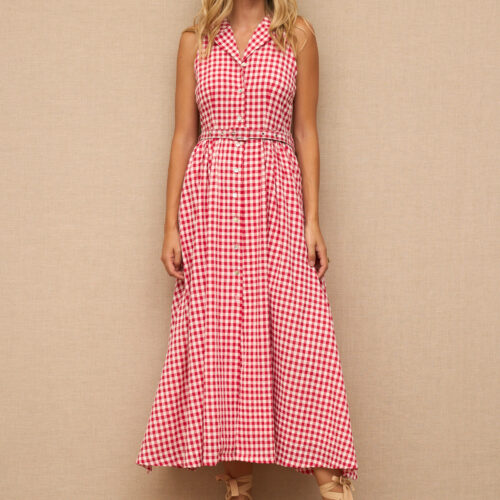 Vestido Midi Estampado Cuadros