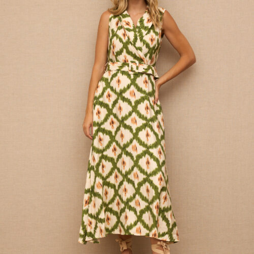 Vestido Largo Rombos Verdes