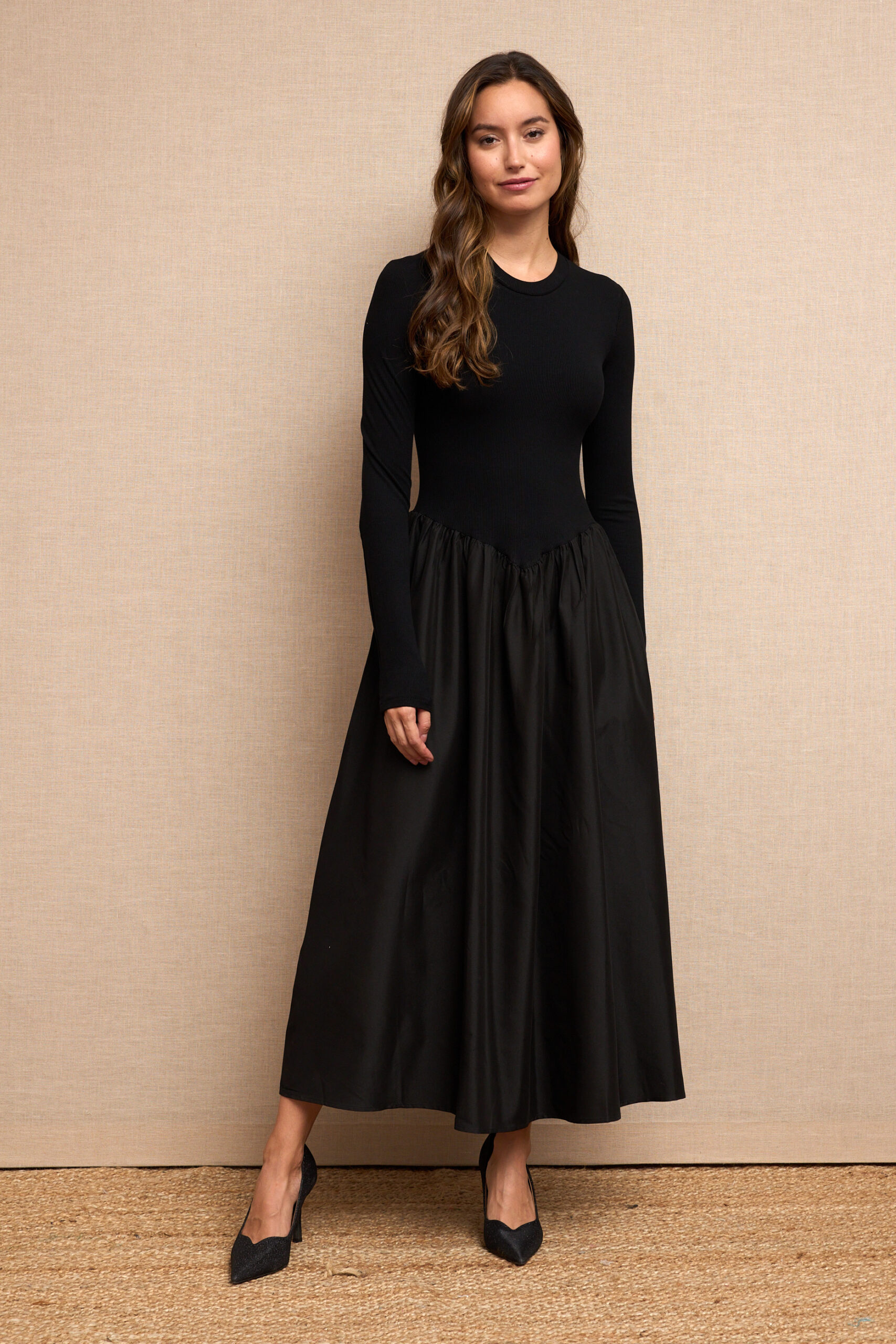 Vestido Negro Vestidos Rectos Con Manga Vestido De Corte Recto