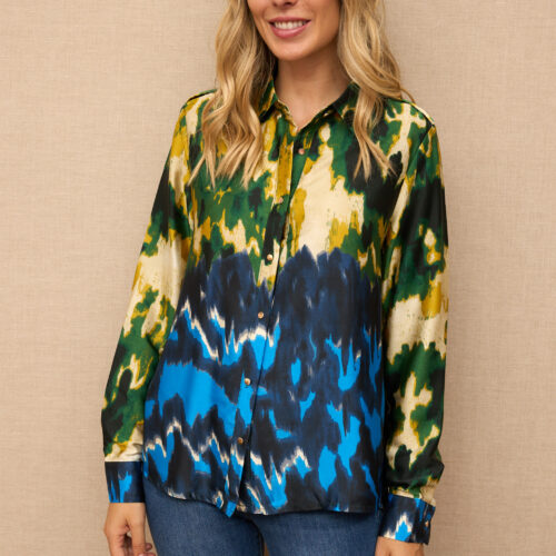 Camisa Estampada Tonos Verdes