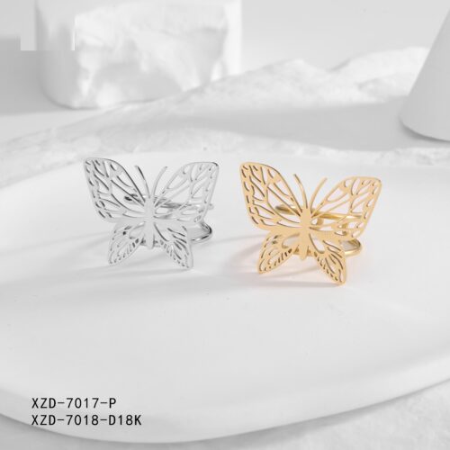 Anillo  Acero Diseño Mariposa