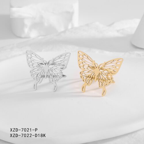 Anillo  Acero Diseño Mariposa