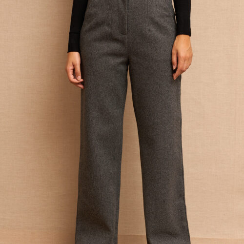 Pantalón Gris Oscuro Recto Bolsillos