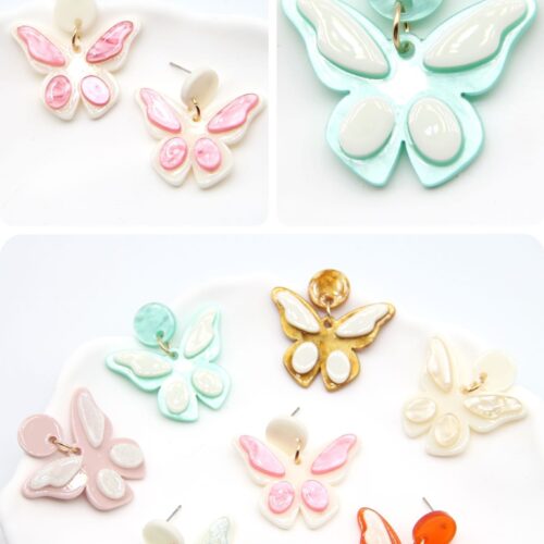 Pendientes Acero Nacarado Mariposa