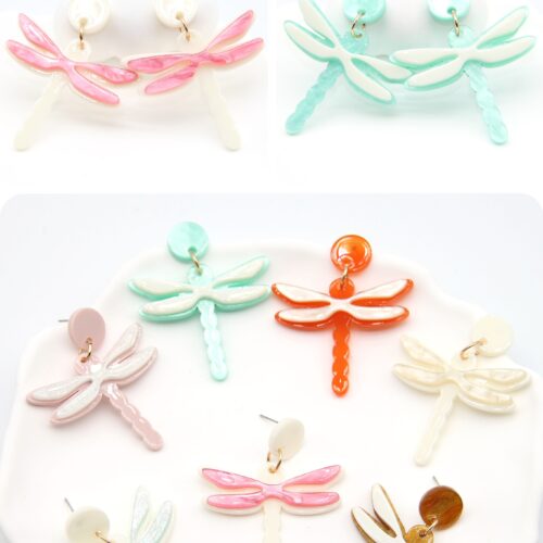 Pendientes Acero Nacarado Libélula