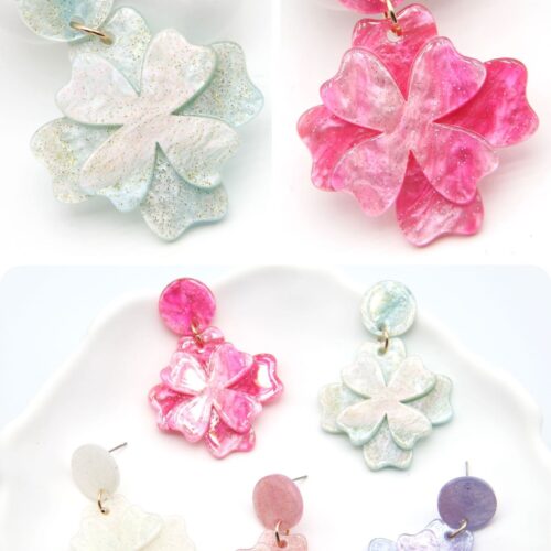 Pendientes Acero Nacarado Flor