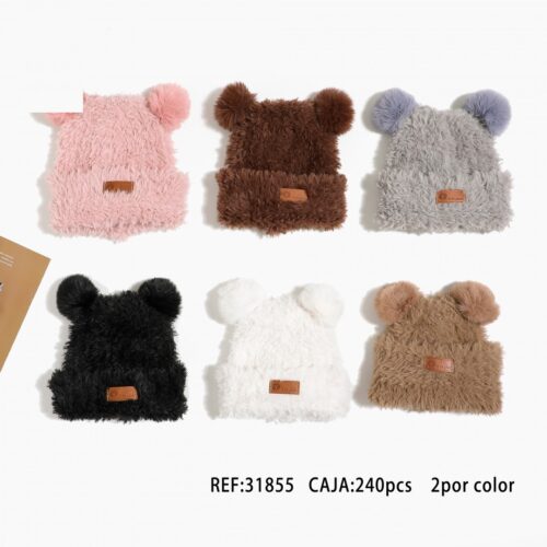 Gorro Infantil de Pelo con Pompones