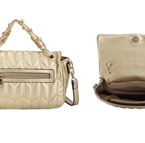 Bolso Acolchado Cadena con Polipiel Detalle Broche