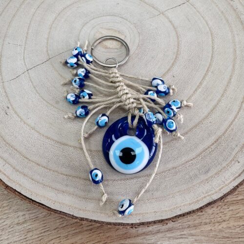 Llavero Abalorios con Flecos Ojo Turco