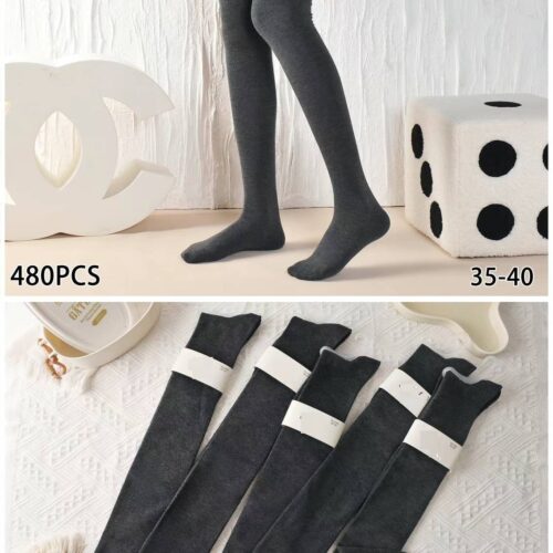 Calcetines Grises por Encima de la Rodilla de Mujer