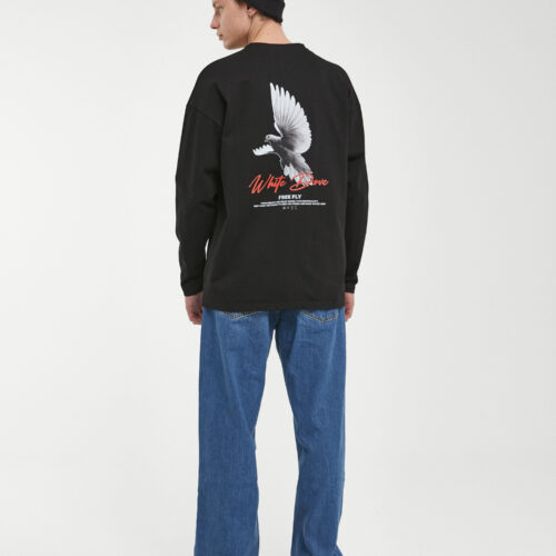 Camiseta Negra Manga Larga Oversize Dibujo