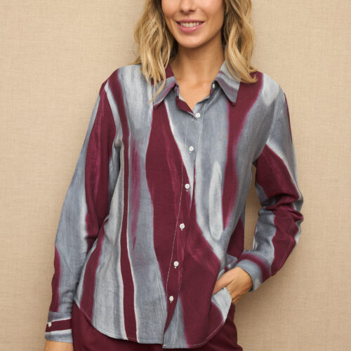 Camisa Morada Estampada Rayas