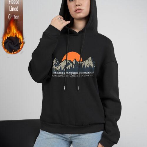 Sudadera Negra Afelpada Montañas