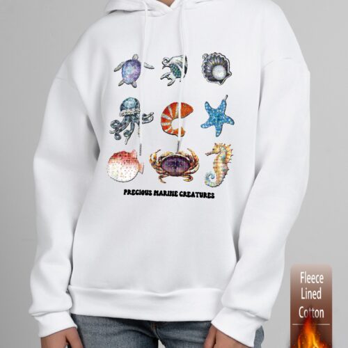 Sudadera Blanca Afelpada Temática Mar