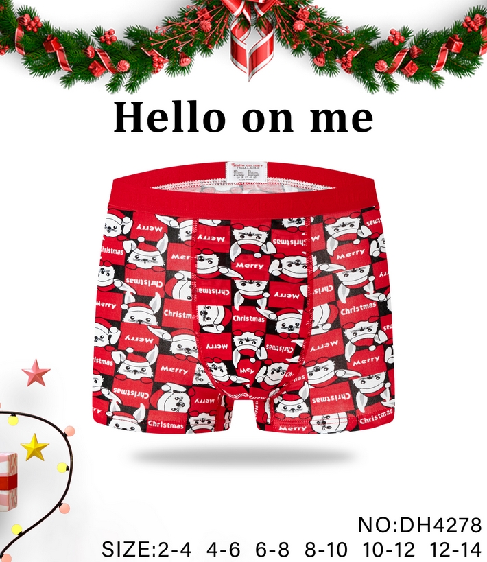 Bóxer Navideño Rojo Infantil Estampado Conejito Moda al Por Mayor