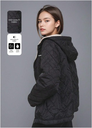 Abrigo Corto Negro Acolchado