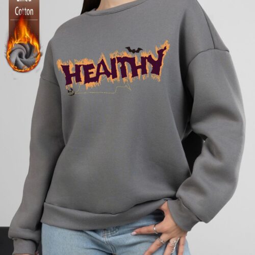 Sudadera Gris Afelpada Halloween