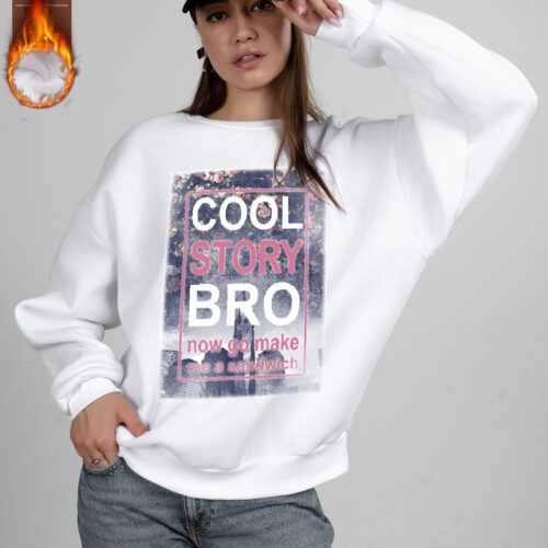 Sudadera Blanca Afelpada Estampada