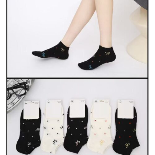 Calcetines Tobilleros Estampados Lazos Mujer
