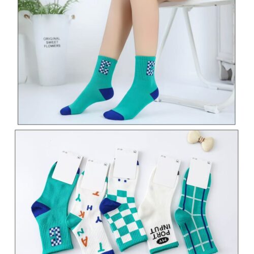 Calcetines Infantiles Letras Verdes y Azules