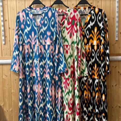 Vestido Largo Estampado Flores Manga Larga
