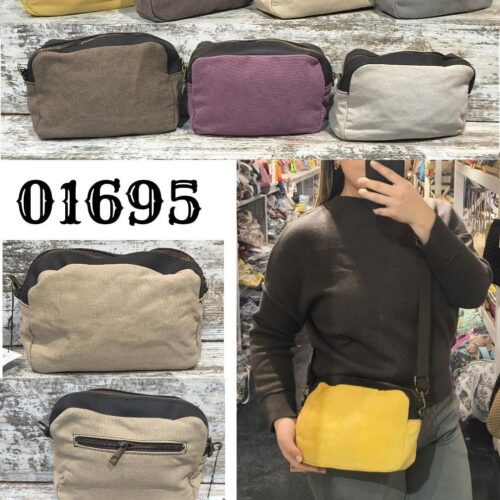 Bolso Bandolera Tela Piel