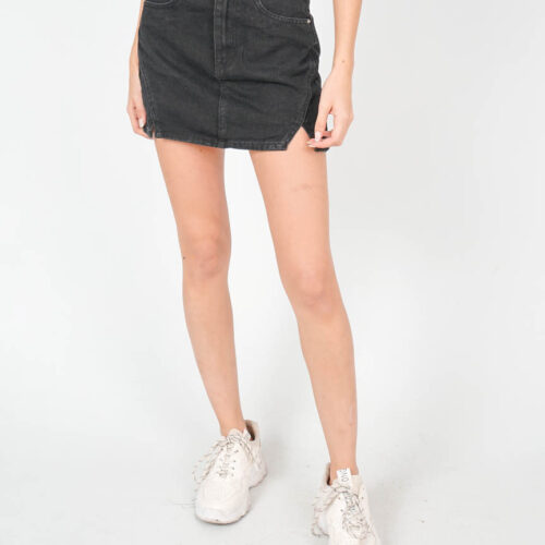 Mini Falda Vaquera Negra Aperturas Laterales