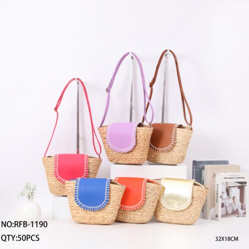 Bolso De Rafia Solapa Unicolor