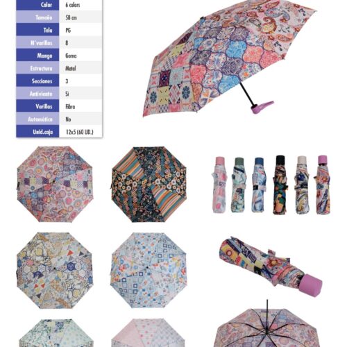 Paraguas Plegable Estampado Variado