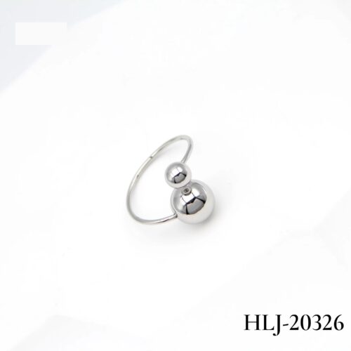 Anillo Acero Plateado Dos Bolas