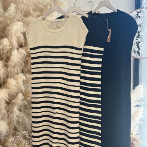 Vestido Rayas Manga Corta