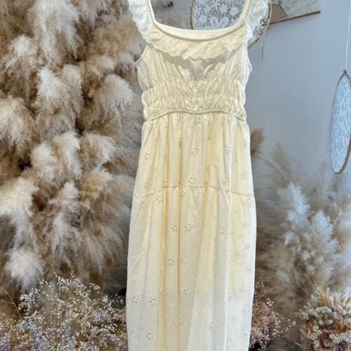 Vestido Largo Blanco Calado