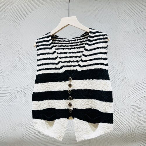 Chaleco de Punto Estampado Rayas Negro y Blanco