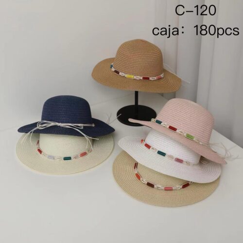 Sombrero Mujer Detalle Conchas y Piedras