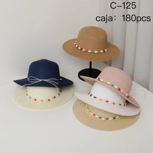 Sombrero Mujer Detalle Conchas y Estrellas de Mar