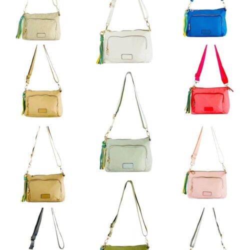 Bolso Bandolera Liso Detalle Borla Multicolor