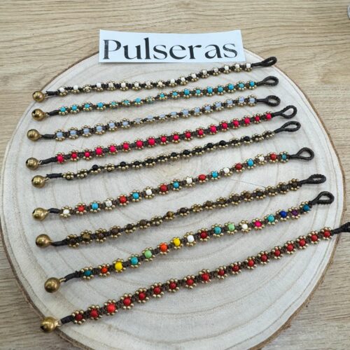 Pulsera Tailandia  Bolitas Flores