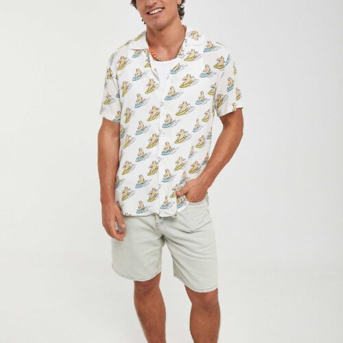 Camisa Hawaiana Blanca Surfing