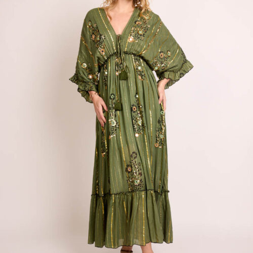 Vestido Lurex Blockprint Bordado