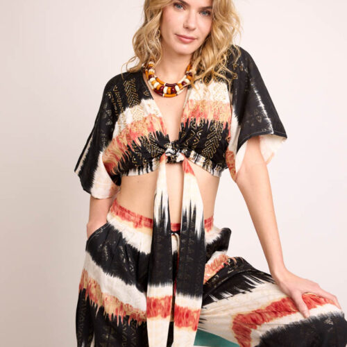 Conjunto Lurex Top Pantalon Bordado