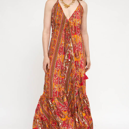 Vestido Estampado Cometa Espalda Descubierta