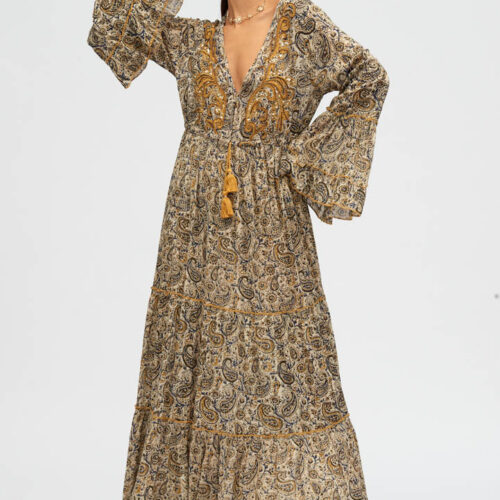 Vestido Estampado Cachemira Bordado