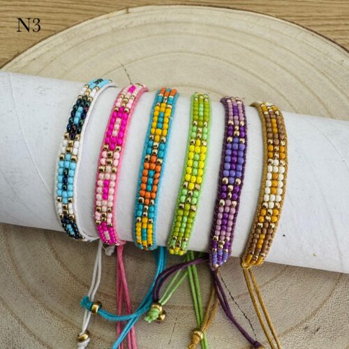 Pulsera Miyuki  3 Líneas Multicolor