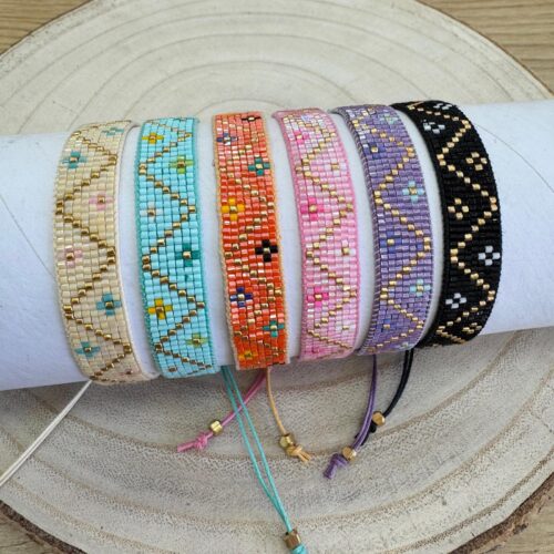 Pulsera Miyuki  7 Líneas Zigzag Multicolor